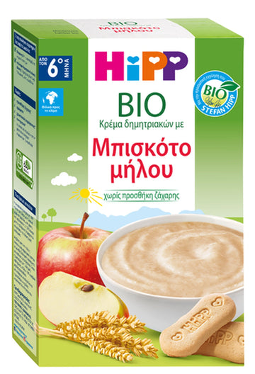 HiPP BIO Κρέμα Δημητριακών μπισκότο μήλου χωρίς ζάχαρη